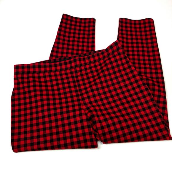 Talbots | Skinny Ankle Pants Plaid Red Black Polyester Blend Womens Large Petite - Picture 1 of 7